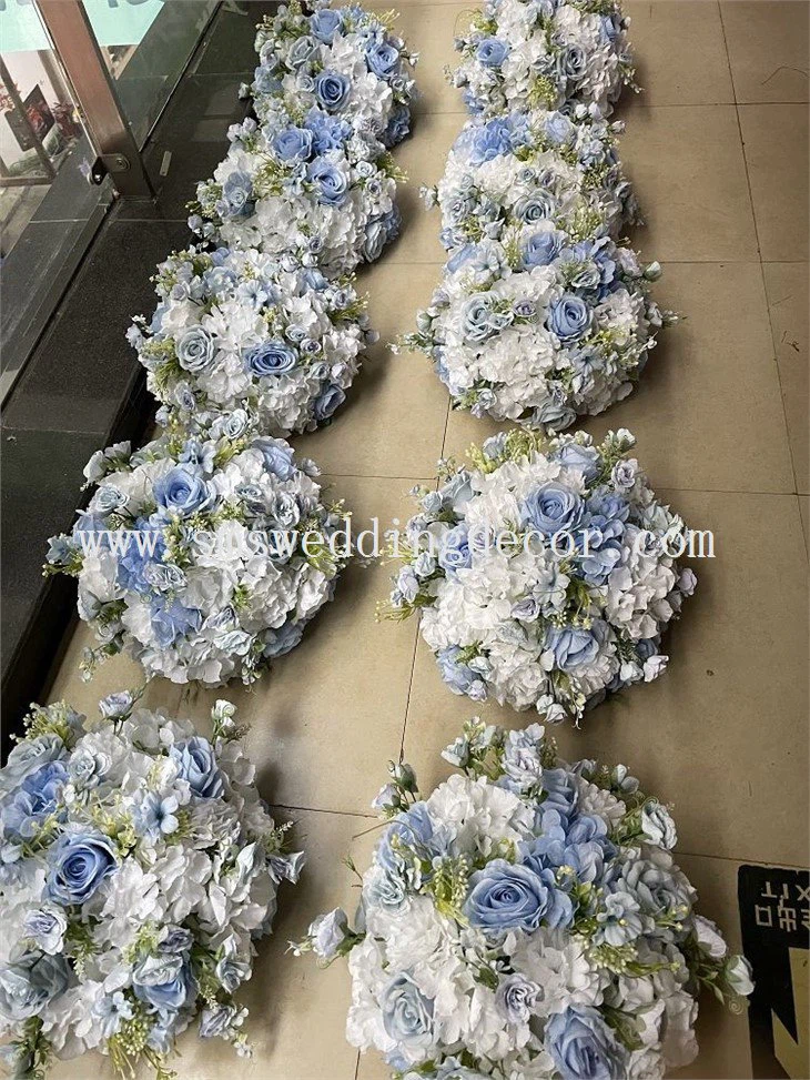 blue hydrangea centerpiece silk flower arrangement(001)